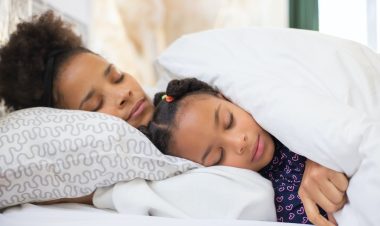 mother and daughter sleeping