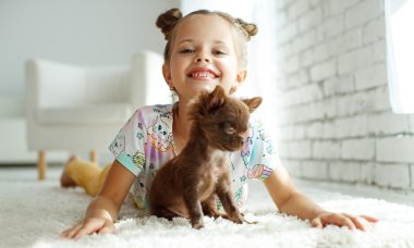 cute girl with a dog