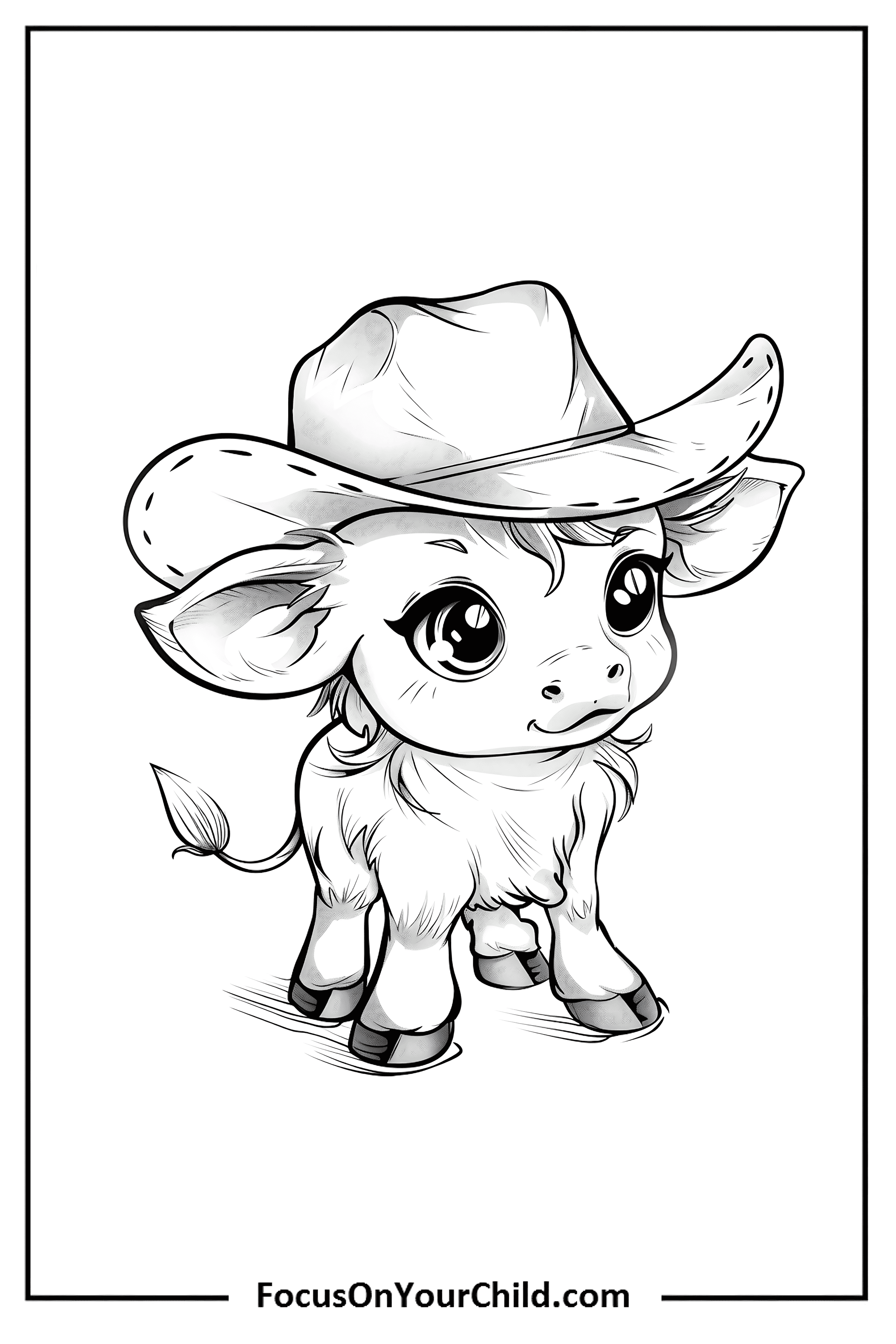 Adorable cartoon calf wearing cowboy hat on FocusOnYourChild.com.