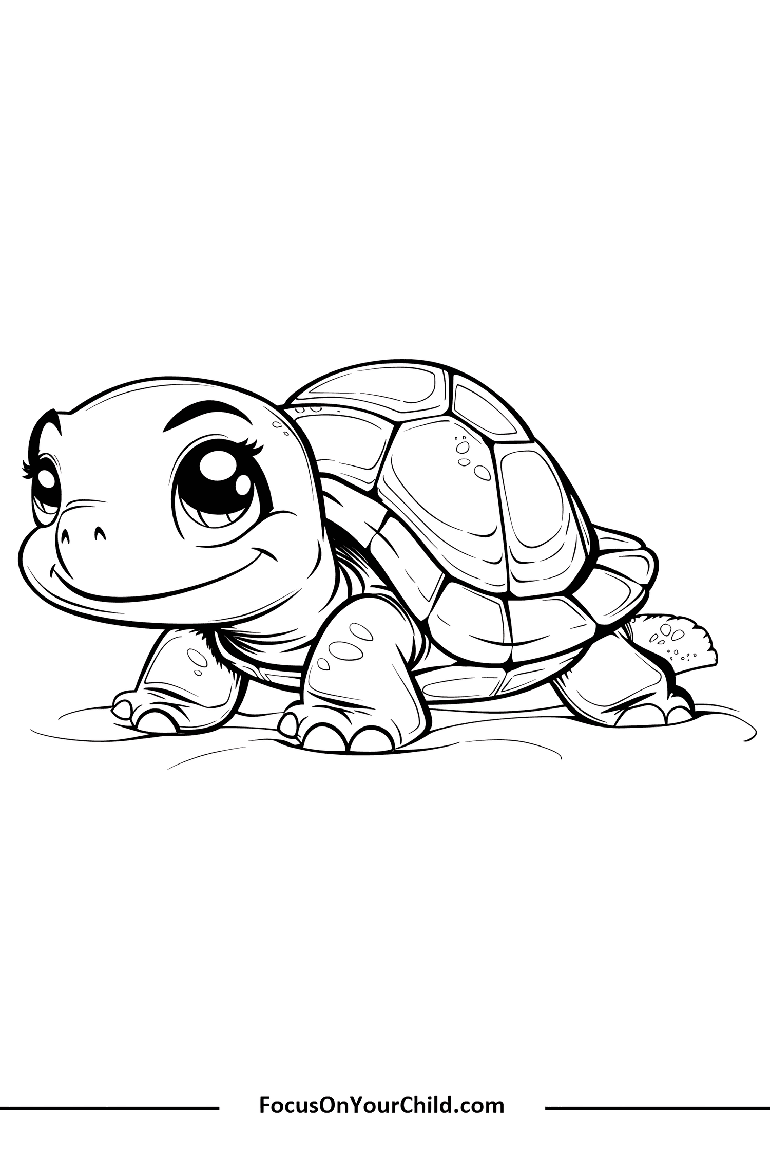 Adorable baby turtle drawing for FocusOnYourChild.com promotional material.