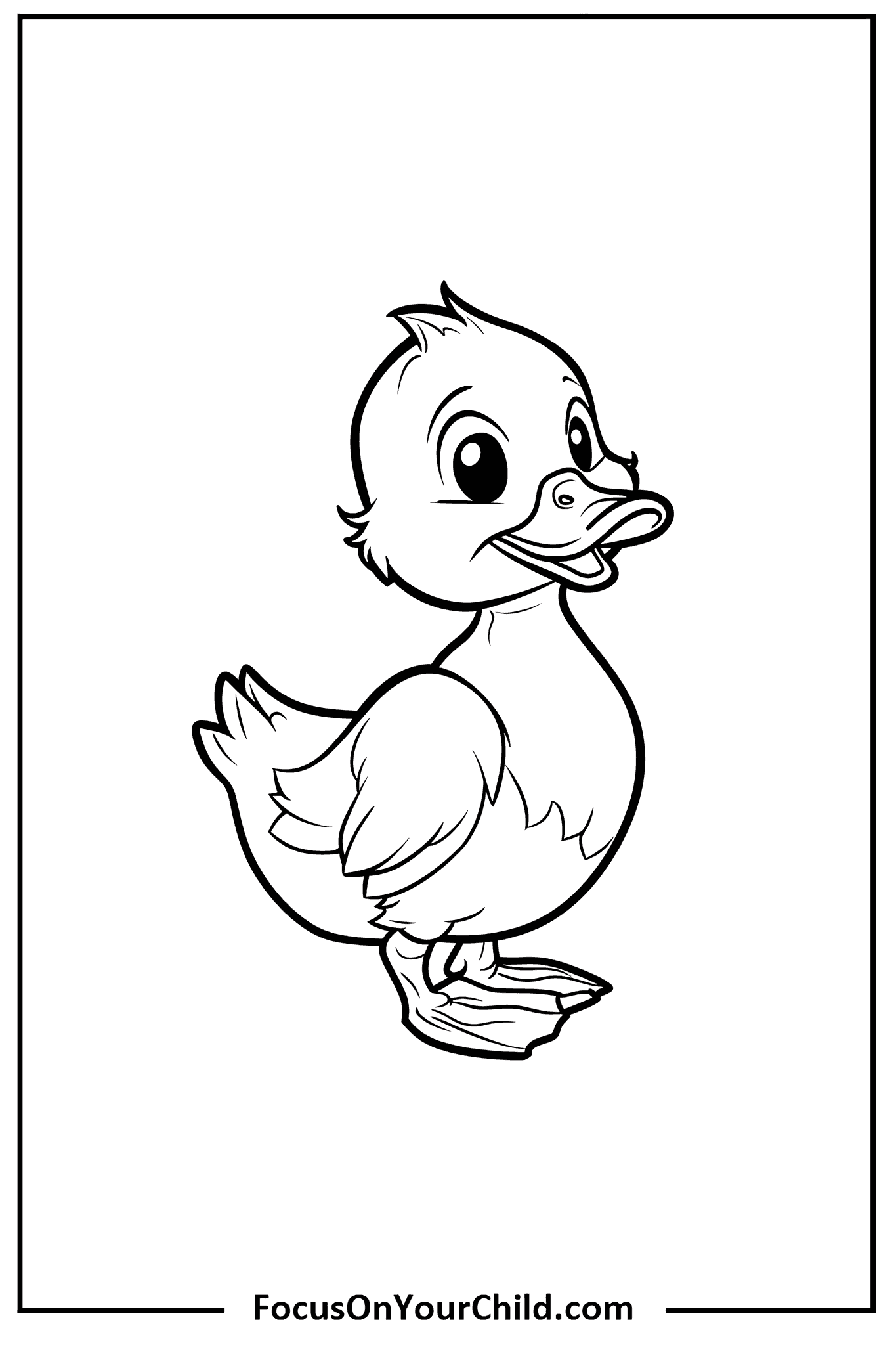 Adorable cartoon duckling drawing for coloring from FocusOnYourChild.com.