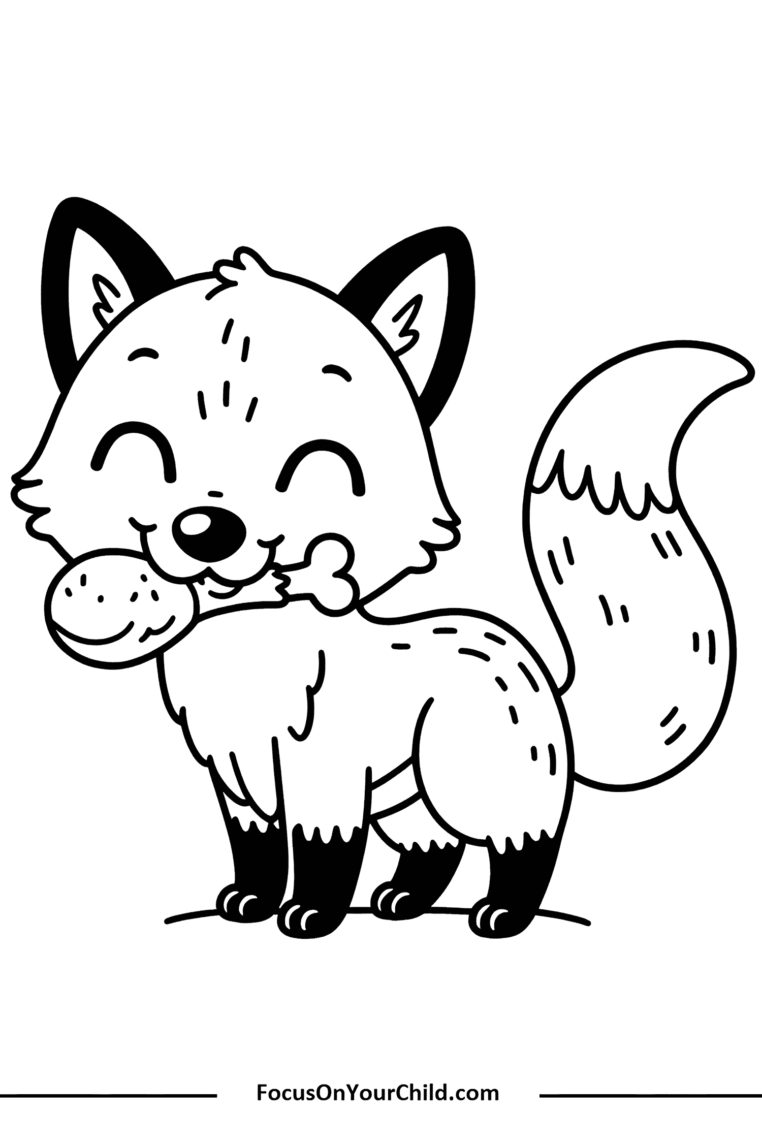 Charming cartoon fox illustration for coloring from FocusOnYourChild.com.