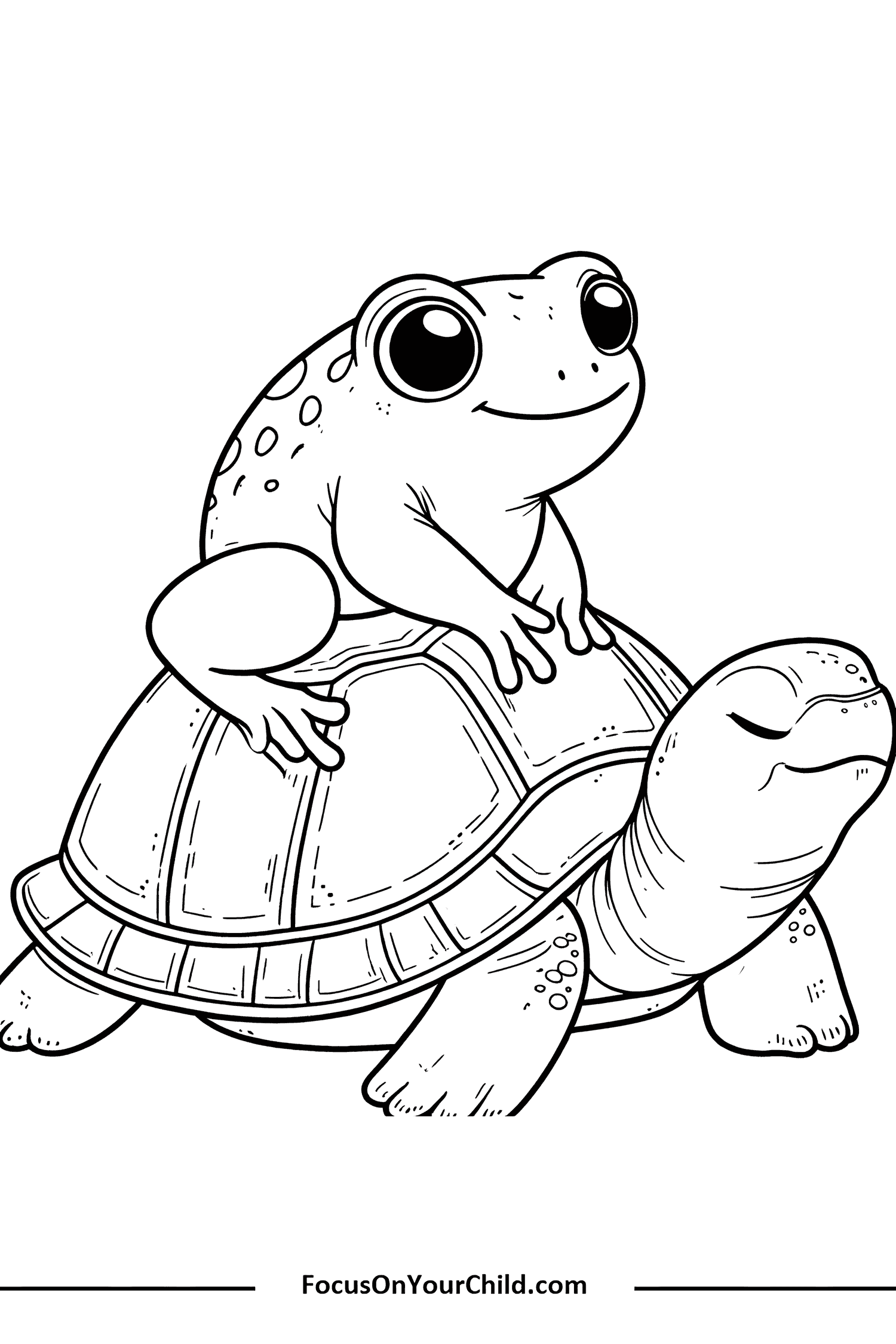 Whimsical frog and turtle illustration for child development at FocusOnYourChild.com.